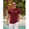 COOFANDY Men’s Henley Shirts Short Sleeve Casual Basic Henley Tee Summer Button Lightweight Stretch T Shirts(Wine Red)