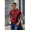 COOFANDY Men’s Henley Shirts Short Sleeve Casual Basic Henley Tee Summer Button Lightweight Stretch T Shirts(Wine Red)