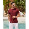COOFANDY Men’s Henley Shirts Short Sleeve Casual Basic Henley Tee Summer Button Lightweight Stretch T Shirts(Wine Red)