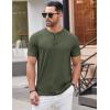 COOFANDY Men’s Henley Shirts Short Sleeve Casual Basic Tee Summer Button Henley Soild T Shirts(Army Green)