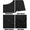 COOFANDY Men’s Henley Shirts Short Sleeve Casual Basic Tee Summer Button Henley Soild T Shirts(Black)