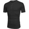 COOFANDY Men’s Henley Shirts Short Sleeve Casual Basic Tee Summer Button Henley Soild T Shirts(Black)