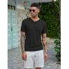 COOFANDY Men’s Henley Shirts Short Sleeve Casual Basic Tee Summer Button Henley Soild T Shirts(Black)