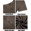 COOFANDY Men’s Henley Shirts Short Sleeve Casual Basic Tee Summer Button Henley Soild T Shirts(Brown)