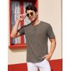 COOFANDY Men’s Henley Shirts Short Sleeve Casual Basic Tee Summer Button Henley Soild T Shirts(Brown)