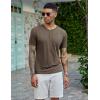COOFANDY Men’s Henley Shirts Short Sleeve Casual Basic Tee Summer Button Henley Soild T Shirts(Brown)