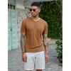 COOFANDY Men’s Henley Shirts Short Sleeve Casual Basic Tee Summer Button Henley Soild T Shirts(Caramel)