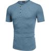 COOFANDY Men’s Henley Shirts Short Sleeve Casual Basic Tee Summer Button Henley Soild T Shirts(Dark Blue)