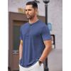 COOFANDY Men’s Henley Shirts Short Sleeve Casual Basic Tee Summer Button Henley Soild T Shirts(Deep Blue)