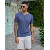 COOFANDY Men’s Henley Shirts Short Sleeve Casual Basic Tee Summer Button Henley Soild T Shirts(Deep Blue)