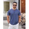 COOFANDY Men’s Henley Shirts Short Sleeve Casual Basic Tee Summer Button Henley Soild T Shirts(Deep Blue)