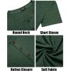 COOFANDY Men’s Henley Shirts Short Sleeve Casual Basic Tee Summer Button Henley Soild T Shirts(Green)