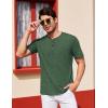 COOFANDY Men’s Henley Shirts Short Sleeve Casual Basic Tee Summer Button Henley Soild T Shirts(Green)