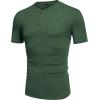 COOFANDY Men’s Henley Shirts Short Sleeve Casual Basic Tee Summer Button Henley Soild T Shirts(Green)