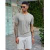 COOFANDY Men’s Henley Shirts Short Sleeve Casual Basic Tee Summer Button Henley Soild T Shirts(Grey)