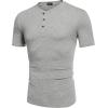COOFANDY Men’s Henley Shirts Short Sleeve Casual Basic Tee Summer Button Henley Soild T Shirts(Grey)