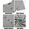COOFANDY Men’s Henley Shirts Short Sleeve Casual Basic Tee Summer Button Henley Soild T Shirts(Grey)
