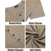 COOFANDY Men’s Henley Shirts Short Sleeve Casual Basic Tee Summer Button Henley Soild T Shirts(Khaki)