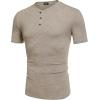 COOFANDY Men’s Henley Shirts Short Sleeve Casual Basic Tee Summer Button Henley Soild T Shirts(Khaki)