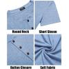 COOFANDY Men’s Henley Shirts Short Sleeve Casual Basic Tee Summer Button Henley Soild T Shirts(Light Blue)