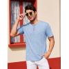 COOFANDY Men’s Henley Shirts Short Sleeve Casual Basic Tee Summer Button Henley Soild T Shirts(Light Blue)
