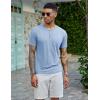 COOFANDY Men’s Henley Shirts Short Sleeve Casual Basic Tee Summer Button Henley Soild T Shirts(Light Blue)