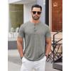 COOFANDY Men’s Henley Shirts Short Sleeve Casual Basic Tee Summer Button Henley Soild T Shirts(Light Grey)
