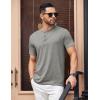 COOFANDY Men’s Henley Shirts Short Sleeve Casual Basic Tee Summer Button Henley Soild T Shirts(Light Grey)