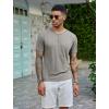 COOFANDY Men’s Henley Shirts Short Sleeve Casual Basic Tee Summer Button Henley Soild T Shirts(Light Grey)