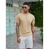 COOFANDY Men’s Henley Shirts Short Sleeve Casual Basic Tee Summer Button Henley Soild T Shirts(Light Khaki)