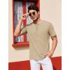 COOFANDY Men’s Henley Shirts Short Sleeve Casual Basic Tee Summer Button Henley Soild T Shirts(Light Khaki)