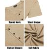 COOFANDY Men’s Henley Shirts Short Sleeve Casual Basic Tee Summer Button Henley Soild T Shirts(Light Khaki)