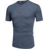 COOFANDY Men’s Henley Shirts Short Sleeve Casual Basic Tee Summer Button Henley Soild T Shirts(Navy Blue)