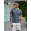 COOFANDY Men’s Henley Shirts Short Sleeve Casual Basic Tee Summer Button Henley Soild T Shirts(Navy Blue)