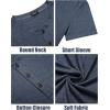 COOFANDY Men’s Henley Shirts Short Sleeve Casual Basic Tee Summer Button Henley Soild T Shirts(Navy Blue)