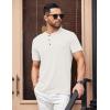 COOFANDY Men’s Henley Shirts Short Sleeve Casual Basic Tee Summer Button Henley Soild T Shirts(White)