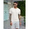 COOFANDY Men’s Henley Shirts Short Sleeve Casual Basic Tee Summer Button Henley Soild T Shirts(White)