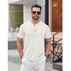 COOFANDY Men’s Henley Shirts Short Sleeve Casual Basic Tee Summer Button Henley Soild T Shirts(White)