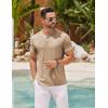 COOFANDY Mens Henley Shirts Short Sleeve Casual Button Down Shirts Lightweight Summer Basic Tee(Apricot)
