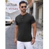 COOFANDY Mens Henley Shirts Short Sleeve Casual Button Down Shirts Lightweight Summer Basic Tee(Black)