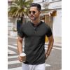 COOFANDY Mens Henley Shirts Short Sleeve Casual Button Down Shirts Lightweight Summer Basic Tee(Black)
