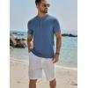 COOFANDY Mens Henley Shirts Short Sleeve Casual Button Down Shirts Lightweight Summer Basic Tee(Blue)