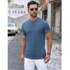 COOFANDY Mens Henley Shirts Short Sleeve Casual Button Down Shirts Lightweight Summer Basic Tee(Blue)