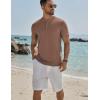 COOFANDY Mens Henley Shirts Short Sleeve Casual Button Down Shirts Lightweight Summer Basic Tee(Brown)