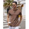 COOFANDY Mens Henley Shirts Short Sleeve Casual Button Down Shirts Lightweight Summer Basic Tee(Brown)