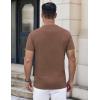 COOFANDY Mens Henley Shirts Short Sleeve Casual Button Down Shirts Lightweight Summer Basic Tee(Brown)