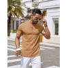 COOFANDY Mens Henley Shirts Short Sleeve Casual Button Down Shirts Lightweight Summer Basic Tee(Camel)