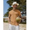 COOFANDY Mens Henley Shirts Short Sleeve Casual Button Down Shirts Lightweight Summer Basic Tee(Camel)