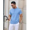 COOFANDY Mens Henley Shirts Short Sleeve Casual Button Down Shirts Lightweight Summer Basic Tee(Clear Blue)