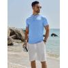 COOFANDY Mens Henley Shirts Short Sleeve Casual Button Down Shirts Lightweight Summer Basic Tee(Clear Blue)